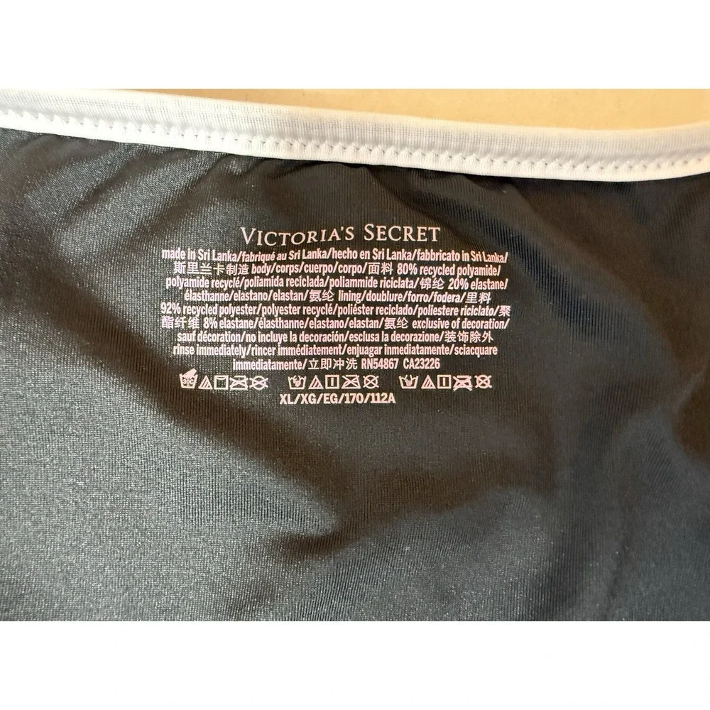 Victoria's Secret PINK Long Sleeve Cropped Rash Guard Swim Top Black XL